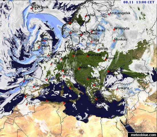 Погода в европе на 10 дней на карте схеме