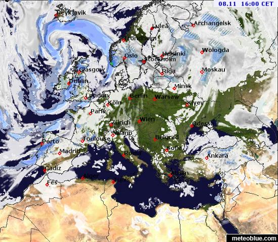 mapa oblačnosti evropa Meteorološke mape   Evropa   meteoblue mapa oblačnosti evropa