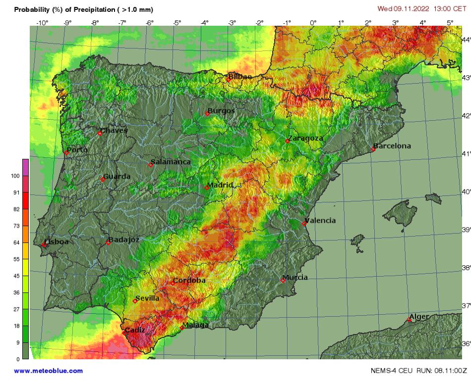 Ø®Ø±Ø§Ø¦Ø· Ø§ÙØ·ÙØ³ Ø§Ø³Ø¨Ø§ÙÙØ§ ÙØ§ÙØ¨Ø±ØªØºØ§Ù Meteoblue